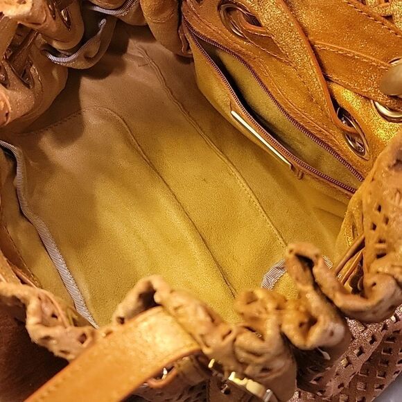 Jimmy Choo Tan Metallic Riki Shoulder Bag - Picture 10 of 14